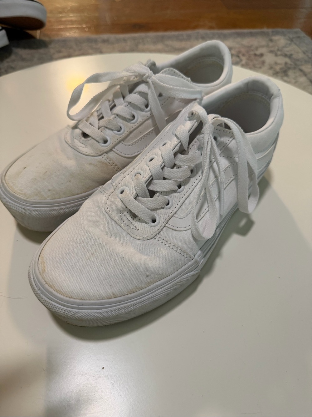 Vans womens White Canvas Lace-Up Sneakers